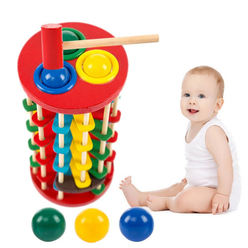 Wooden Toys Batting Ladder Hand Knock The Ball Montessori Mathematics Early Educational Colorful Toys For Children Kids Baby